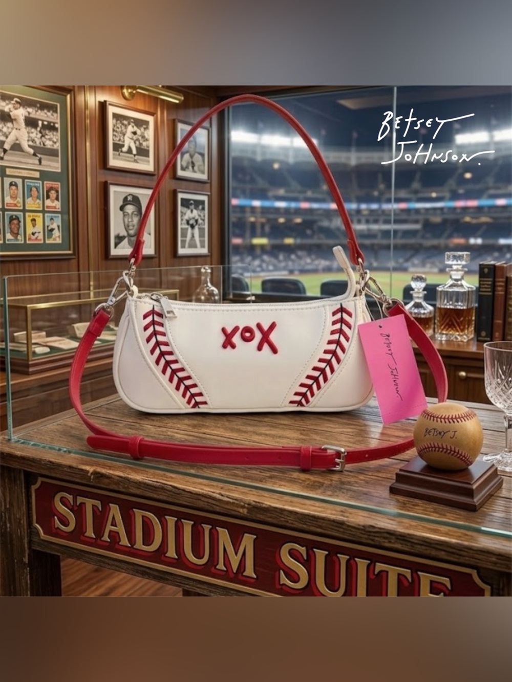 2026 Betsey Johnson "Home Run" Kitsch Baseball Shoulder Purse Bag NWT Y2K